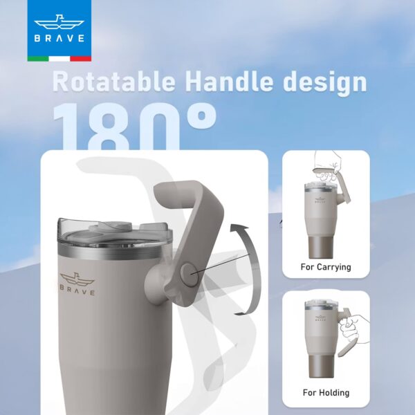 Brave TempGuard 40oz (1200ml) Stainless Steel Thermal Tumbler with straw –Vacuum Insulated travel mug - Image 4