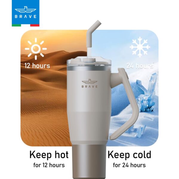 Brave TempGuard 40oz (1200ml) Stainless Steel Thermal Tumbler with straw –Vacuum Insulated travel mug - Image 6