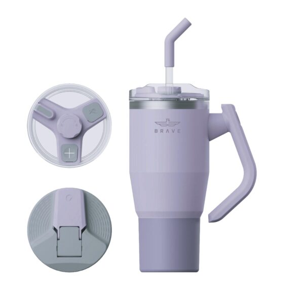 Brave TempGuard 32oz (950ml) Stainless Steel Thermal Tumbler with straw –Vacuum Insulated travel mug - Purple