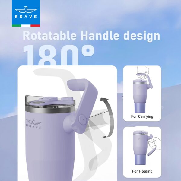 Brave TempGuard 32oz (950ml) Stainless Steel Thermal Tumbler with straw –Vacuum Insulated travel mug - Purple - Image 6