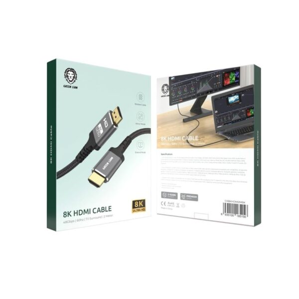 Green Lion 8K HDMI to HDMI Cable 2 Meter, 48GBPS, 7.1 Surround Sound - Image 2