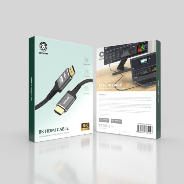 Green Lion 8K HDMI to HDMI Cable 2 Meter, 48GBPS, 7.1 Surround Sound - Image 4