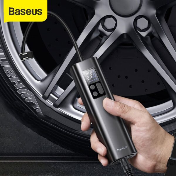 Baseus Super Mini Inflator Pump Air Compressor Portable Hand-Held Auto Tire Pump 4 Tires in 25 Minutes - Black - Image 8
