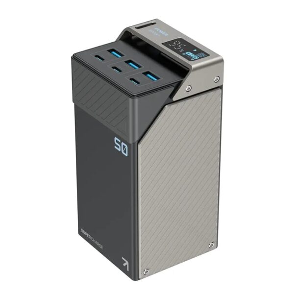 Powerology 50000mAh Power Bank 65W Three PD Type-C and 3 USB-A