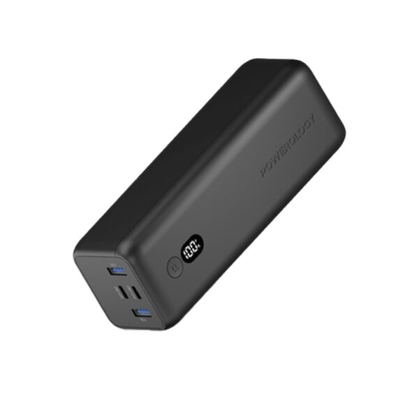 Powerology 100W 30000mAh Dual USB C Laptop Power Bank Rapid Four-Device Charging