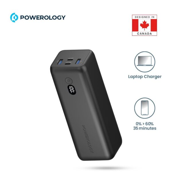 Powerology 100W 30000mAh Dual USB C Laptop Power Bank Rapid Four-Device Charging - Image 4