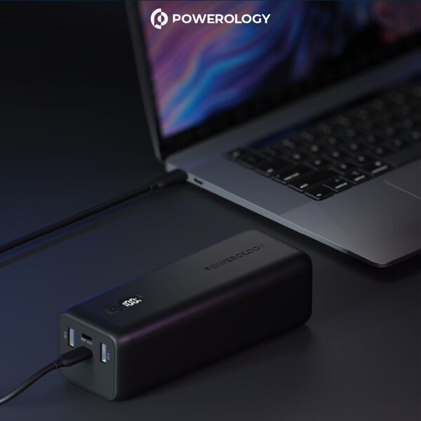 Powerology 100W 30000mAh Dual USB C Laptop Power Bank Rapid Four-Device Charging - Image 5