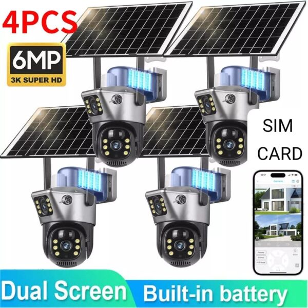 4PCS Solar Battery Powered Outdoor Home Security Camera Systems CCTV US uses Sim Card Only