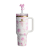 Stanley Cup X LoveShackFancy Tumbler 40 Oz  Quencher Ribbon Rosa