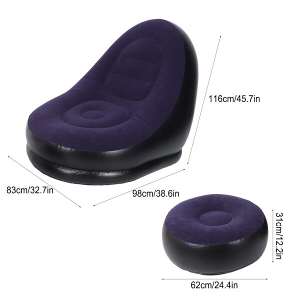 Inflatable Deluxe Lounge Camping Chair With Ottoman Foot stool Seat Relax Couch Navy Blue with Free Pump - Image 4