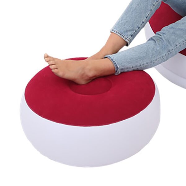 Inflatable Deluxe Lounge Lounger Chair With Ottoman Foot stool Seat Relax Couch Red with Free Pump - Image 2