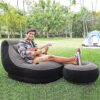 Intex Vinyl Ultra Lounge Chair And Ottoman, 68564Np, Multi-Colour Indoor, Outdoor, Camping Inflatable Sofa Chair