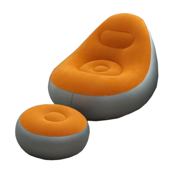 Inflatable Deluxe Lounge Lounger Chair With Ottoman Foot stool Seat Relax Couch