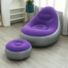 Inflatable Deluxe Lounge Lounger Chair With Ottoman Foot stool Seat Relax Couch Purple with a Free Pump
