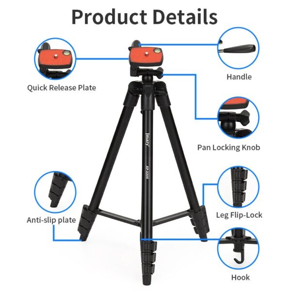 Jmary KP-2205 Tripod With Mobile Holder | Phone & Camera Tripod - Image 4