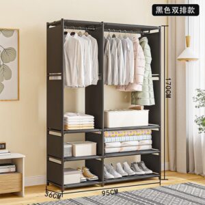 Portable Cloth Wardrobe Coat Rack - Black