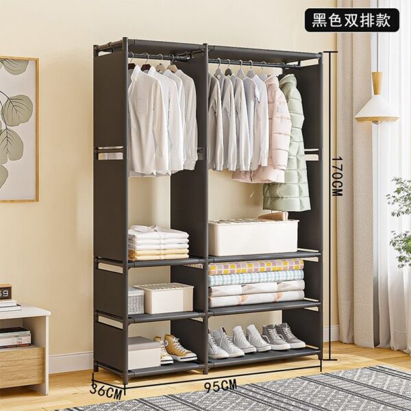 Portable Cloth Wardrobe Coat Rack - Black