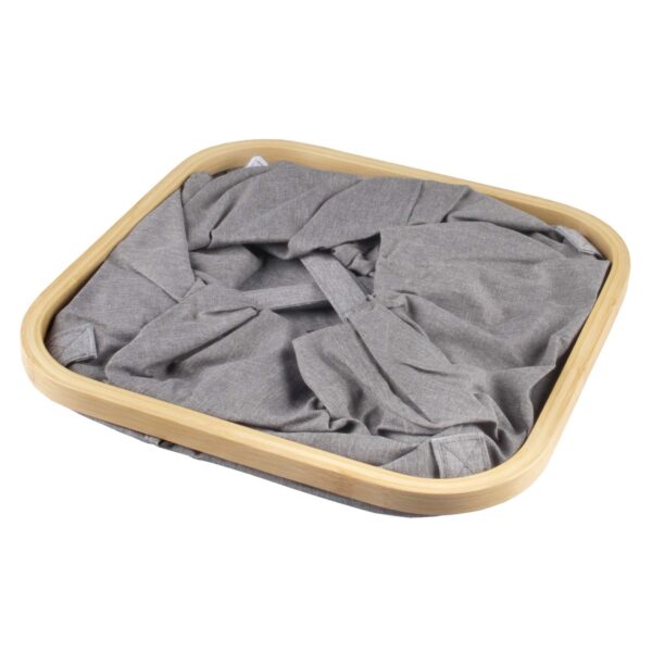 Foldable Bamboo Laundry Basket without Lid - Decor Essentials for Any Room - Medium - Square - Gray - Image 4