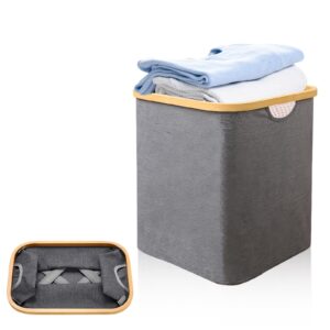 Foldable Bamboo Laundry Basket without Lid - Decor Essentials for Any Room - Medium - Square - Gray