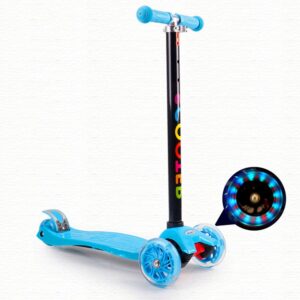 Kick Scooter For Kids 3 Wheels Plastic Scooter For 3-10 Years Old Toddler and kids With Light Up Wheels And Adjustable Handle - Blue
