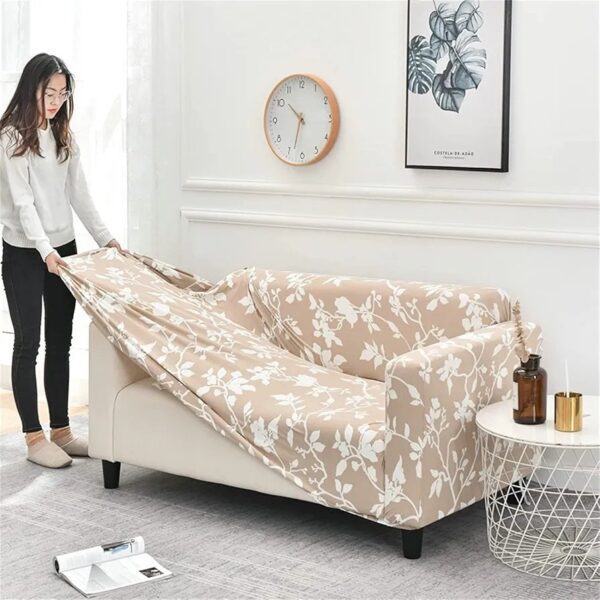 Sofa Covers 6 Seaters 3,2,1 Stretch Fabric, Full Cover Protector Couch - Buff Brown - Image 3