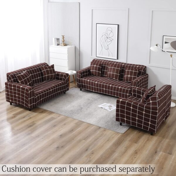Sofa Covers 6 Seaters 3,2,1 Stretch Fabric, Full Cover Protector Couch - Brown