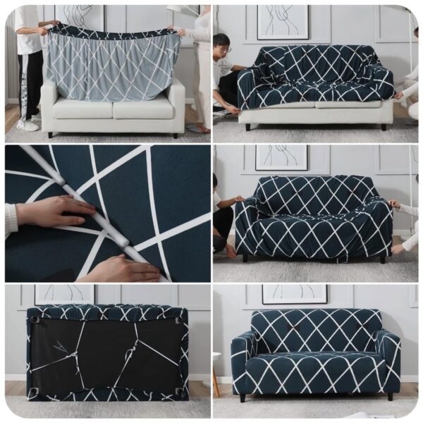 Sofa Covers 6 Seaters 3,2,1 Stretch Fabric, Full Cover Protector Couch - Differ - Image 2