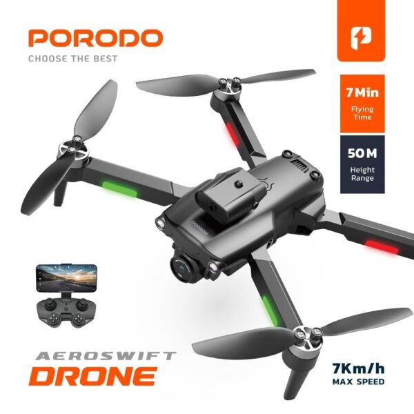 Porodo Aeroswift Drone, Folding Drone With Brushless Motor and Infrared Obstacle Avoidance - Image 5