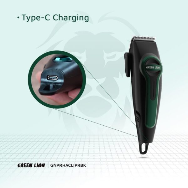 Green Lion Professional Hair Clipper with Digital Display, 120min Working Time, Adjustable Taper Lever, Type C charging - Image 6
