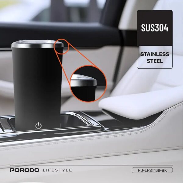 Porodo Lifestyle Auto-Stirring Insulated Mug 400ml, Twin Wall Cup - Image 3