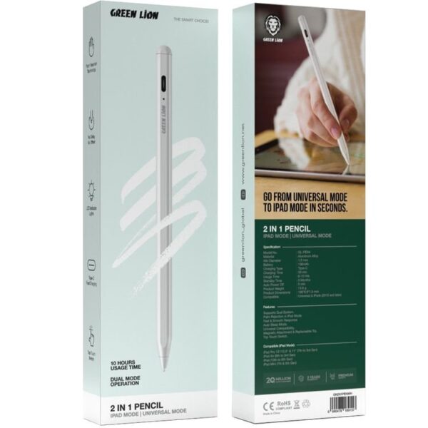 Green Lion 2in1 Universal Stylus Pencil (Ipad mode & Universal Mode) with upto 10 hours usage time - Image 2