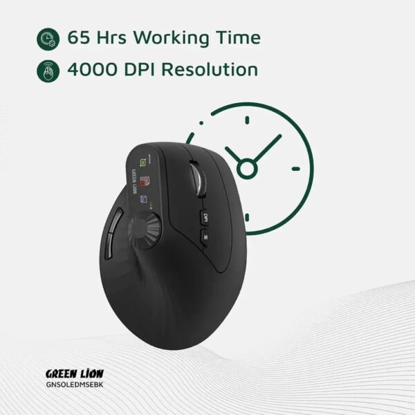 Green Lion Smart OLED Vertical Mouse, Multi Function Knob, 4000 DPI - Image 6