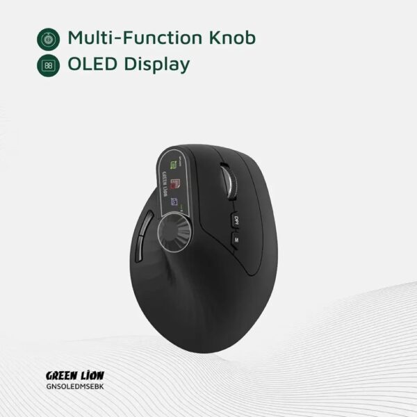 Green Lion Smart OLED Vertical Mouse, Multi Function Knob, 4000 DPI - Image 8