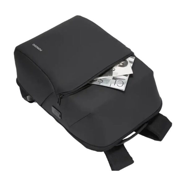 Porodo Lifestyle Water-Resistant PU Backpack Laptop Bag - Black - Image 7