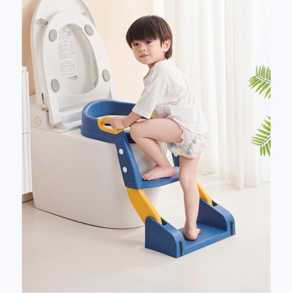Toilet Potty Training Seat, 2 IN 1 Toddler Toilet Seat with Anti-Slip Step Stool Ladder - Grey - Image 2