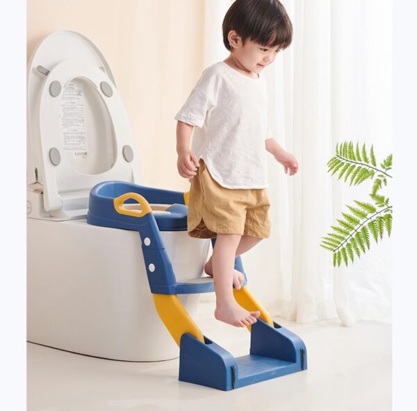 Toilet Potty Training Seat, 2 IN 1 Toddler Toilet Seat with Anti-Slip Step Stool Ladder - Grey - Image 3