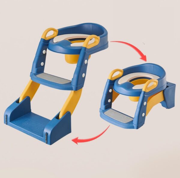 Toilet Potty Training Seat, 2 IN 1 Toddler Toilet Seat with Anti-Slip Step Stool Ladder Blue - Image 4