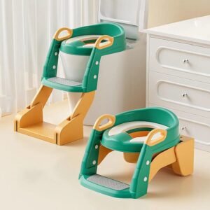 Toilet Potty Training Seat, 2 IN 1 Toddler Toilet Seat with Anti-Slip Step Stool Ladder - Green