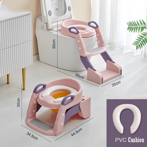 Toilet Potty Training Seat, 2 IN 1 Toddler Toilet Seat with Anti-Slip Step Stool Ladder - Pink - Image 5