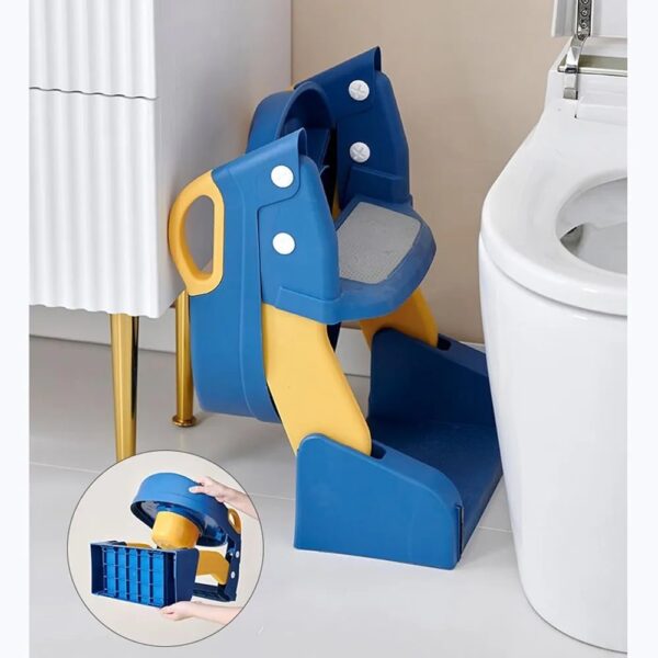 Toilet Potty Training Seat, 2 IN 1 Toddler Toilet Seat with Anti-Slip Step Stool Ladder - Grey - Image 8