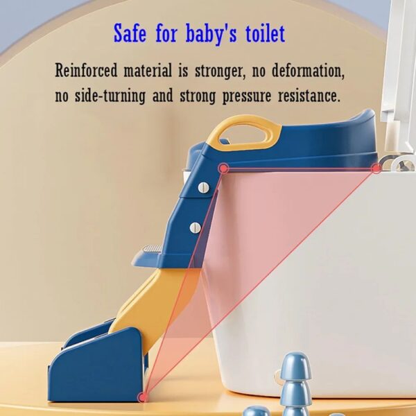 Toilet Potty Training Seat, 2 IN 1 Toddler Toilet Seat with Anti-Slip Step Stool Ladder - Grey - Image 6