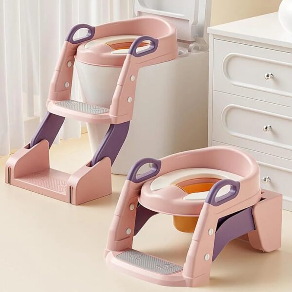 Toilet Potty Training Seat, 2 IN 1 Toddler Toilet Seat with Anti-Slip Step Stool Ladder - Pink