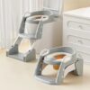 Toilet Potty Training Seat, 2 IN 1 Toddler Toilet Seat with Anti-Slip Step Stool Ladder - Grey