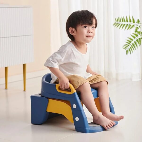Toilet Potty Training Seat, 2 IN 1 Toddler Toilet Seat with Anti-Slip Step Stool Ladder - Grey - Image 4