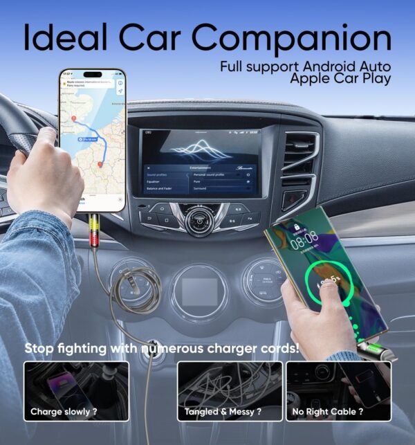 Infinix 240W 4 in 1 USB C Cable, 4FT USB Cable with Breathing Light, Fast Charging & Data Sync Silicone Multi Charging Cable for iPhone iPad Samsung Laptop Multi Device Charging - Gray - Image 6