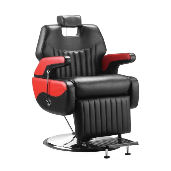 Barber Chair Professional Men Salon Chair for Hair Stylist, Hair Cutting, with Heavy-Duty Hydraulic-Pump Chair Barber Shop Furniture (Black-Red)