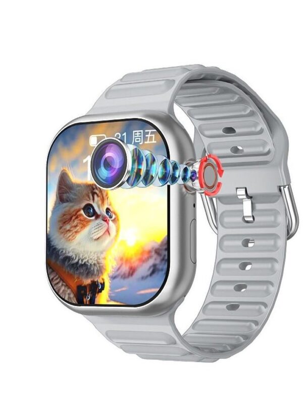 Smartbarry C95 Ultra Android Smartwatch With Sim and 6Gb Ram 64Gb Rom Rotating camera 2 set Strap - Silver