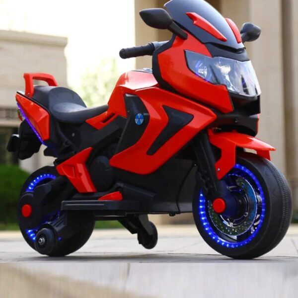 Electric Rechargeable Mororcycle For Children 2-SEAT MOTORBIKE 12V WITH USB MP3 LED Key start (Red) - Image 4