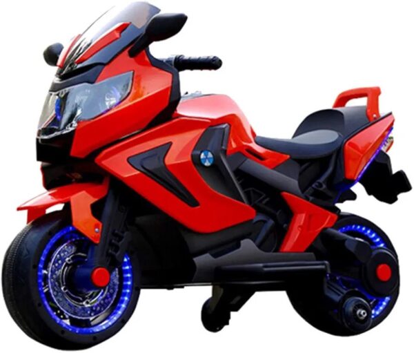 Electric Rechargeable Mororcycle For Children 2-SEAT MOTORBIKE 12V WITH USB MP3 LED Key start (Red) - Image 2