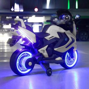 Electric Rechargeable Mororcycle For Children 2-SEAT MOTORBIKE 12V WITH USB MP3 LED - White